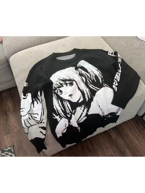 Other Designers Japanese Brand - Anime Knit Sweater Black White Oversized Jumper