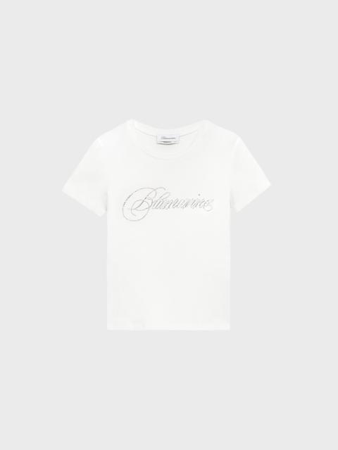 Blumarine T-SHIRT WITH EMBROIDERY RHINESTONE BLUMARINE DETAILING