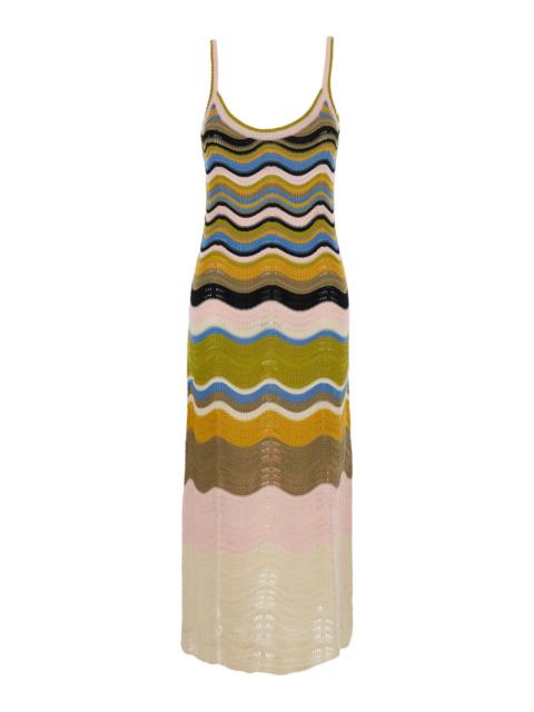 La DoubleJ La Doublej Women Multicolor Long Sleeveless Dress With Fixed Straps And Chevron Motif In Cotton For 