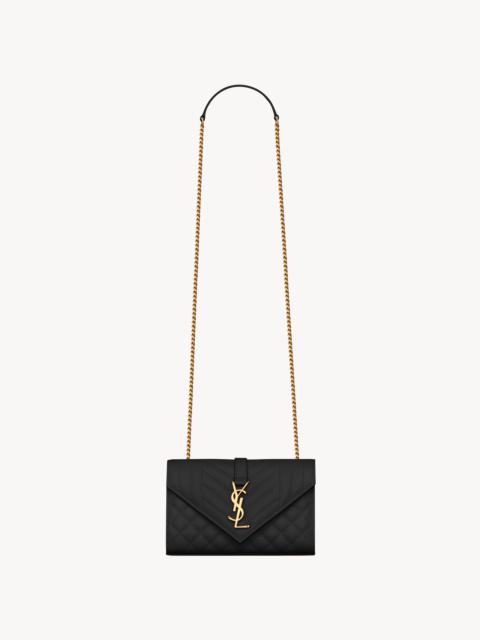 SAINT LAURENT ENVELOPE SMALL IN QUILTED GRAIN DE POUDRE EMBOSSED LEATHER