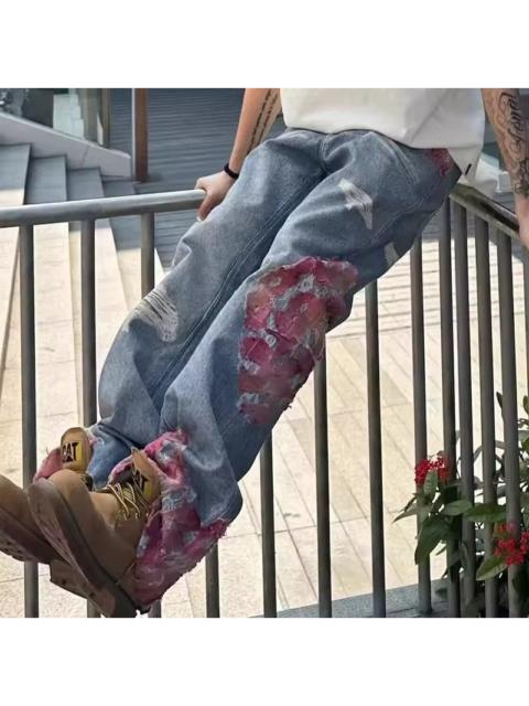 Other Designers VIBE Stylish Distressed Jeans with Floral Patches