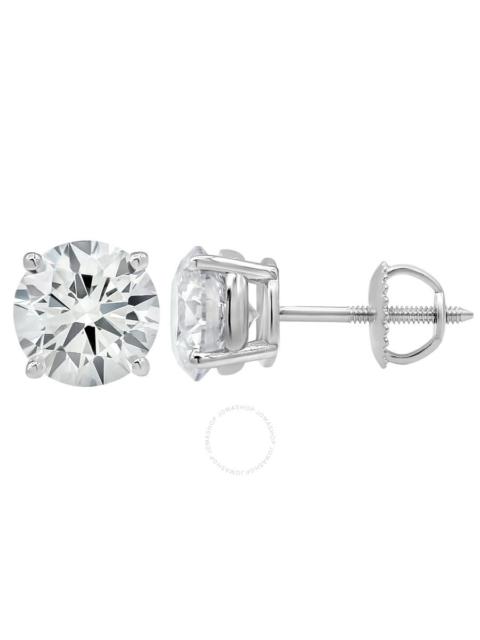 Brilliant Diamond - Brilliant Diamond 14KT White Gold 3.00 Carat Round Cut Lab Grown Diamond Stud Earrings for Women