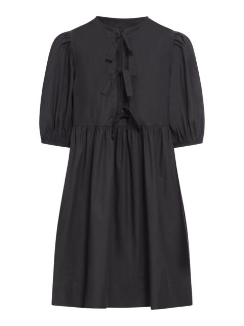 GANNI Ganni Women Black Cotton Poplin Tie String Mini Dress