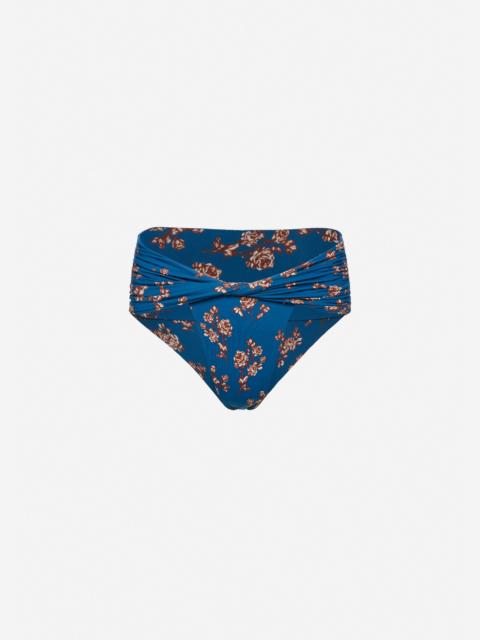 MAGDA BUTRYM Twisted waist swim bottom in blue floral print