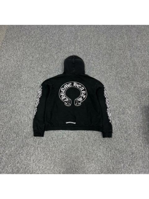 Chrome Hearts Chrome Hearts Horseshoe Floral Cross-Sleeve Zip Up Hoodie 'Black/White'