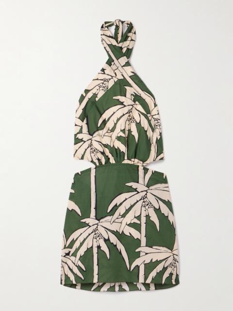 Johanna Ortiz Heart Pirate Cutout Printed Voile Halterneck Mini Dress