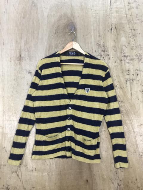 Other Designers Aran Isles Knitwear - RNA Mohair Soft Fur Yellow Striped Knit Cardigan
