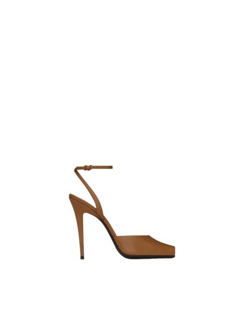 AMI Paris SAINT LAURENT La Scandale $1150 Macadamia 110mm Sandals New