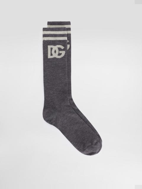 Dolce & Gabbana Fine-rib cotton socks with logo