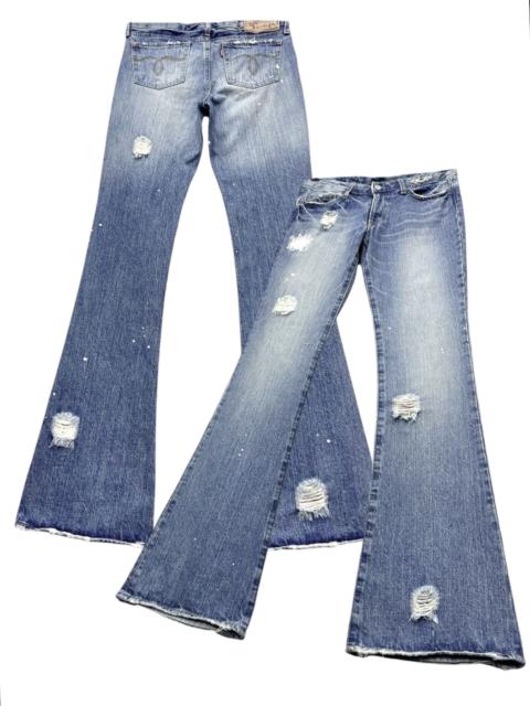 Other Designers Le Grande Bleu (L.G.B.) - Vintage MOUSSY Skinny FLARE Paint Splatter Ripped LGB Style