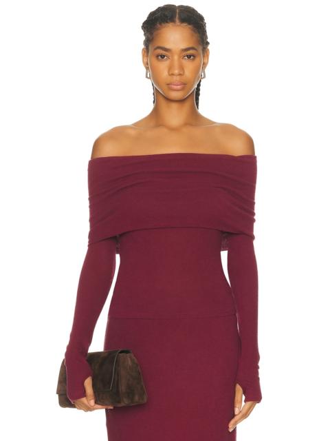 Enza Costa Cashmere Long Sleeve Off Shoulder Top