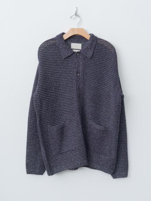YOKE Mesh Knitted Shirt Cardigan - Purple