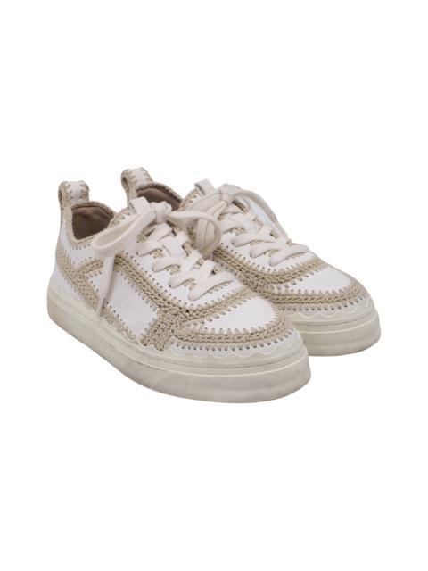 Chloé Chloé Women's Leather Lauren Crochet-Stitch Accent Sneaker (Authentic Pre-
Loved)