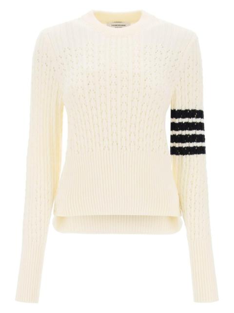 Thom Browne Pointelle Stitch Merino Wool 4 Bar Sweater