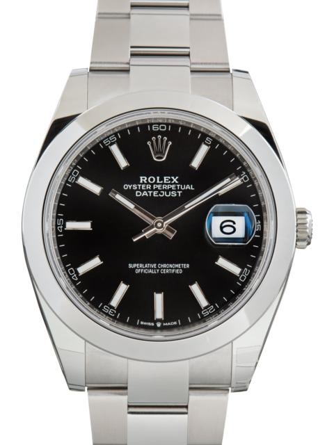 ROLEX Pre-Owned Rolex Datejust 41 Black Dial Ref 126300 Oyster Band
