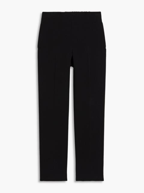 Other Designers Cropped velvet-trimmed crepe straight-leg pants