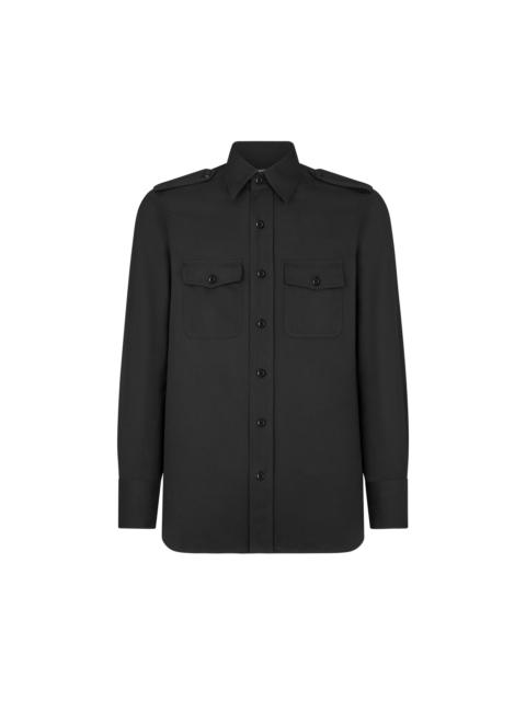 TOM FORD COTTON SILK FAILLE MILITARY SHIRT