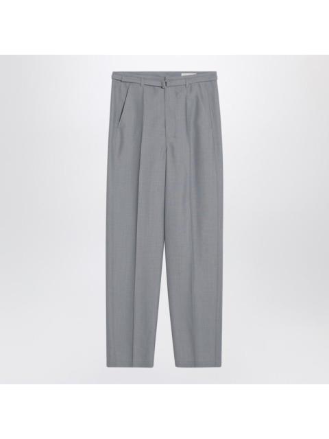 LEMAIRE Grey mélange trousers with belt