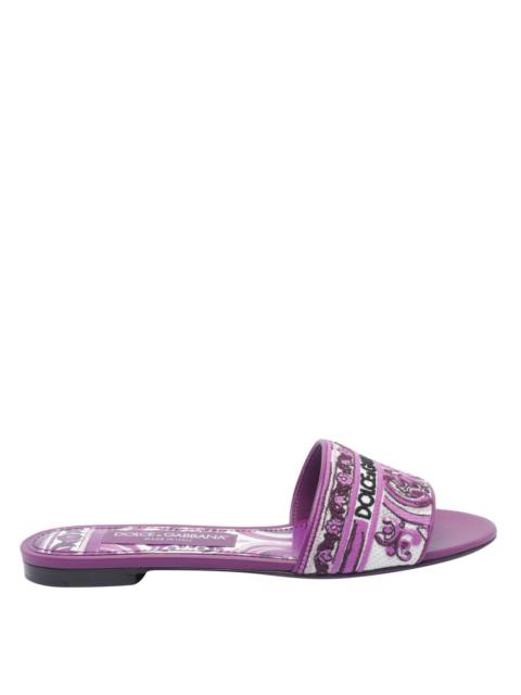 Dolce & Gabbana Dolce&Gabbana Women Dg Logo Slides With Maiolica Embroidery