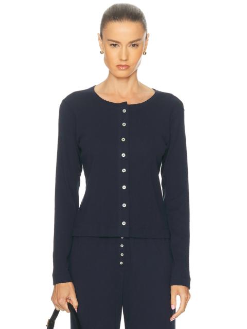 LESET Pointelle Classic Crew Cardigan