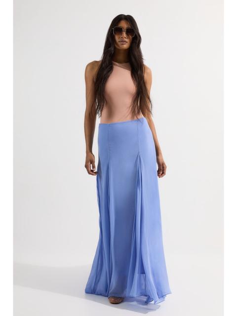 KAREN MILLEN Crinkle Georgette Godet Woven Maxi Skirt