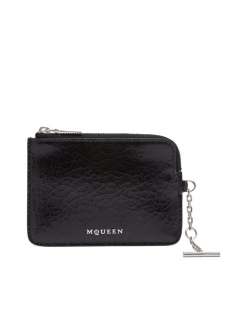 Alexander McQueen Sling Crackled Leather Zip Coin Pouch