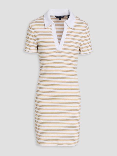 VERONICA BEARD Bailey metallic striped ribbed cotton-blend jersey mini dress