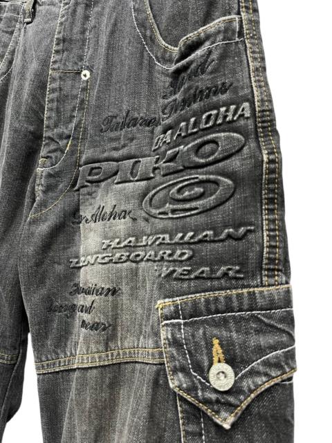 Other Designers Vintage - PIKO HAWAIIAN LONGBOARD WEAR Embossed SpellOut Baggy Cargo🔥