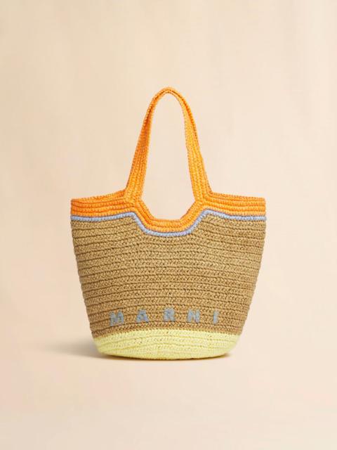 Marni ORANGE AND YELLOW PAPER RAFFIA SEASIDE HOBO BAG