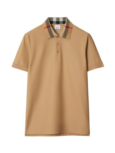 Burberry Check collar cotton polo shirt