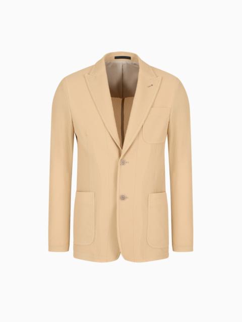 GIORGIO ARMANI SINGLE-BREASTED JACKET IN TECHNICAL WAFFLE FABRIC