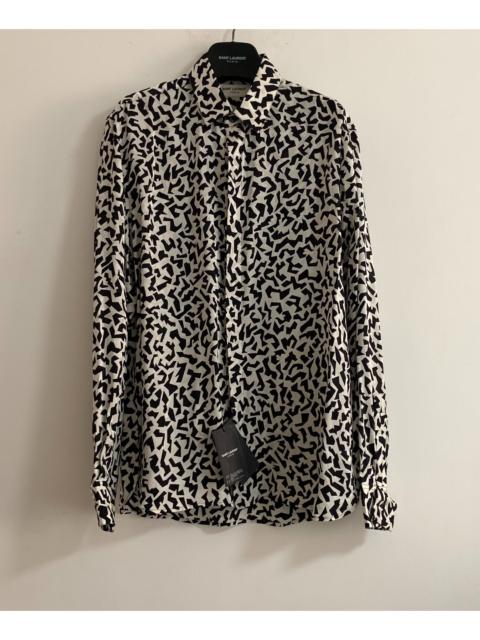 SAINT LAURENT Saint Laurent 21FW Runway Silk Black White All-Over Print Shirt