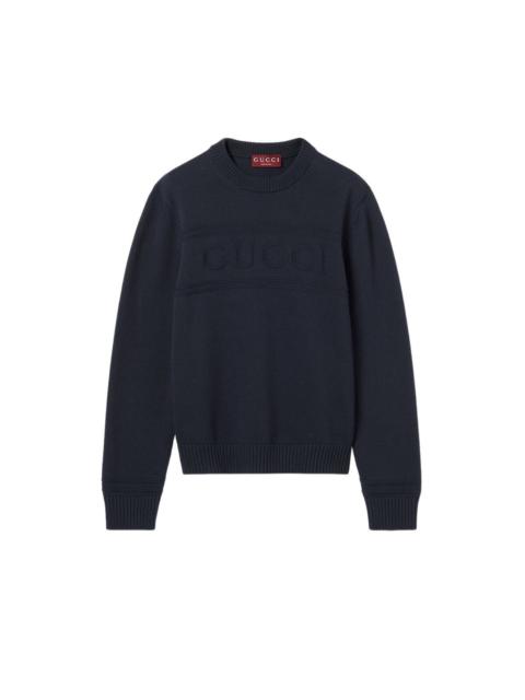 GUCCI GUCCI $1550 Dark Blue Knit Cotton Sweater New & Authentic (M