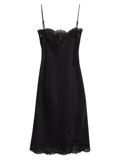 Stella McCartney Stella McCartney Iconic Lace Trim Satin Slipdress in Black at Nordstrom
