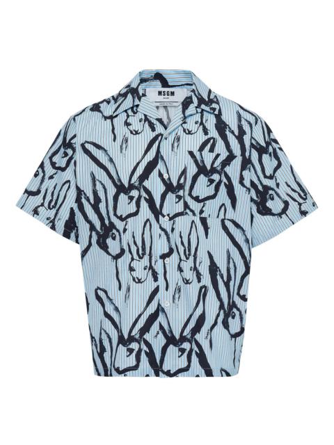 MSGM Camicia Rabbit Print Button-Up Shirt