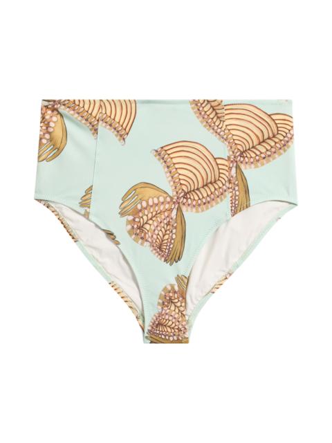 ULLA JOHNSON Ulla Johnson Zahara High Waist Bikini Bottoms in Water Blossoms at Nordstrom