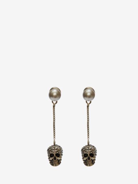 Alexander McQueen Pave Skull Chain Earrings