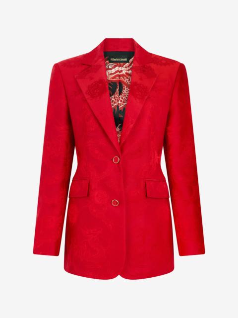 Roberto Cavalli Dark Red Jacket with Dragon Motif
