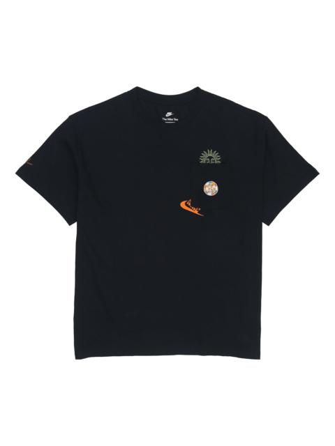 Nike Men's Nike Logo Pocket Printing Round Neck Short Sleeve Black T-Shirt DR7967-010