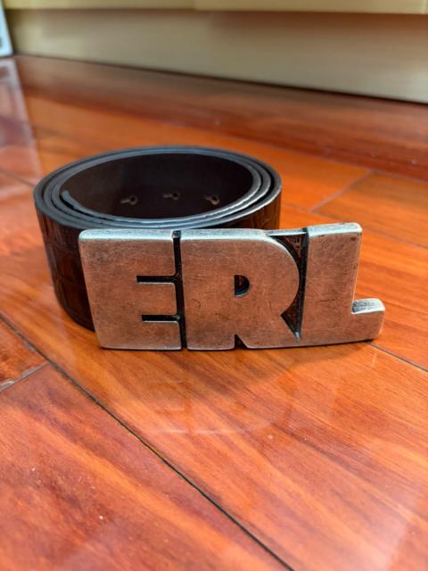 ERL Erl Black Crocodile-Embossed Leather Belt