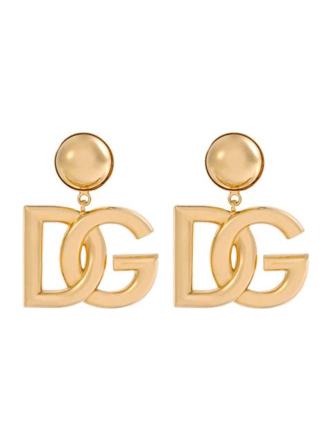 Dolce & Gabbana Dolce & Gabbana Women 'Pop' Metallic Earings With Logo Pendant And Clip-On Closure In Brass Woman