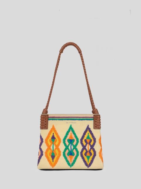 Etro SMALL CANVAS LIBRA TOTE BAG WITH EMBROIDERY