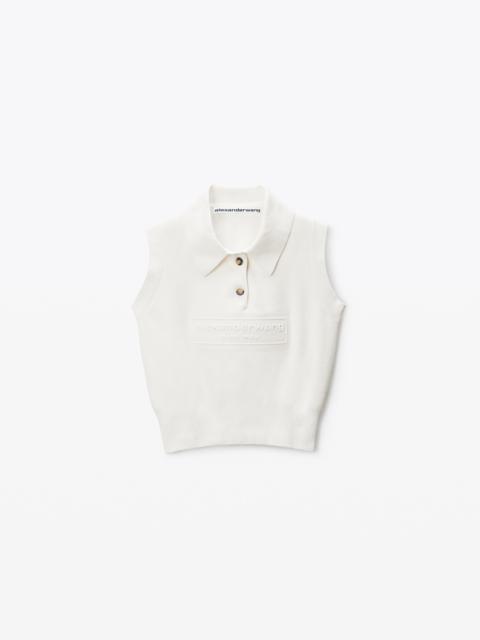 Alexander Wang Ivory Cotton-Blend Chenille Logo Polo