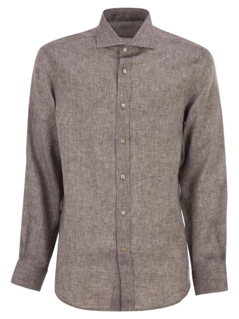 Brunello Cucinelli Brunello Cucinelli Men Easy Fit Linen Shirt With French Collar