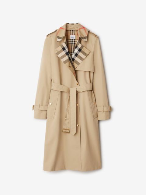 Burberry Long Check Collar Gabardine Trench Coat