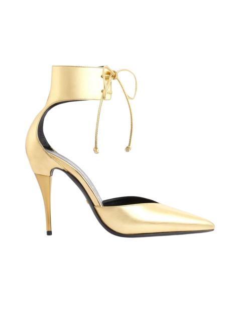 GUCCI Priscilla Glossed-Leather Pumps in Gold