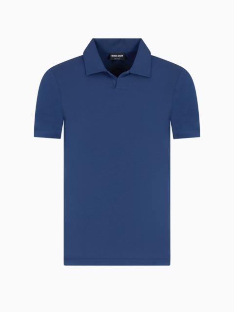 GIORGIO ARMANI STRETCH VISCOSE JERSEY SHORT-SLEEVED POLO SHIRT