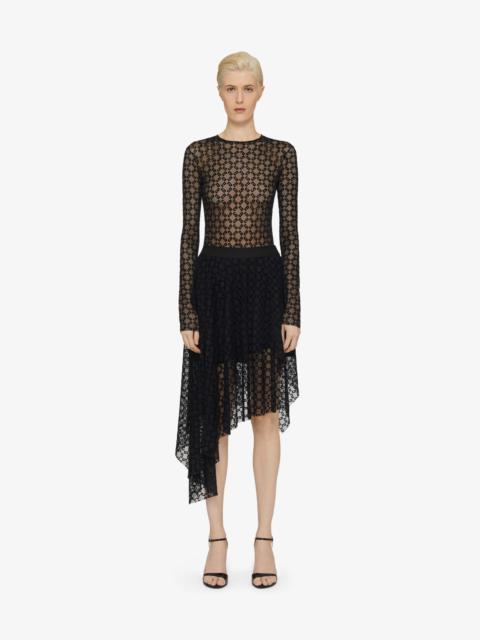 Givenchy ASYMMETRIC SKIRT IN SHINY MONOGRAM 72 TULLE
