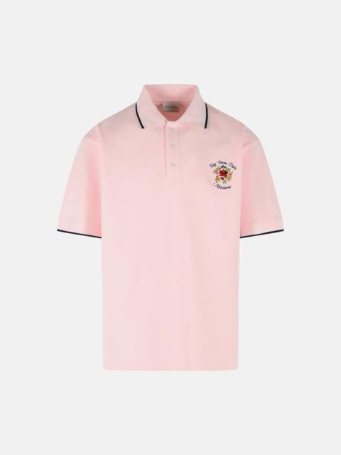 Drôle de Monsieur 'SLOGAN ROSE' PINK COTTON POLO SHIRT