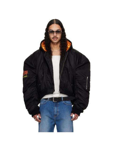 LU'U DAN Black Distorted MA1 Bomber Jacket